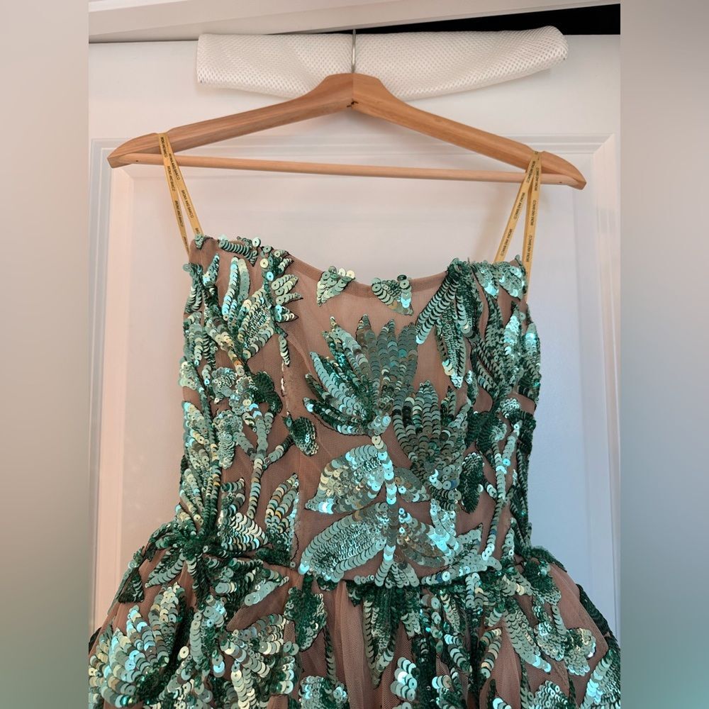 NWOT BRONX AND BANCO Chloe Teal Strapless Sequin Mini Dress, wedding guest dress - Picture 9 of 16
